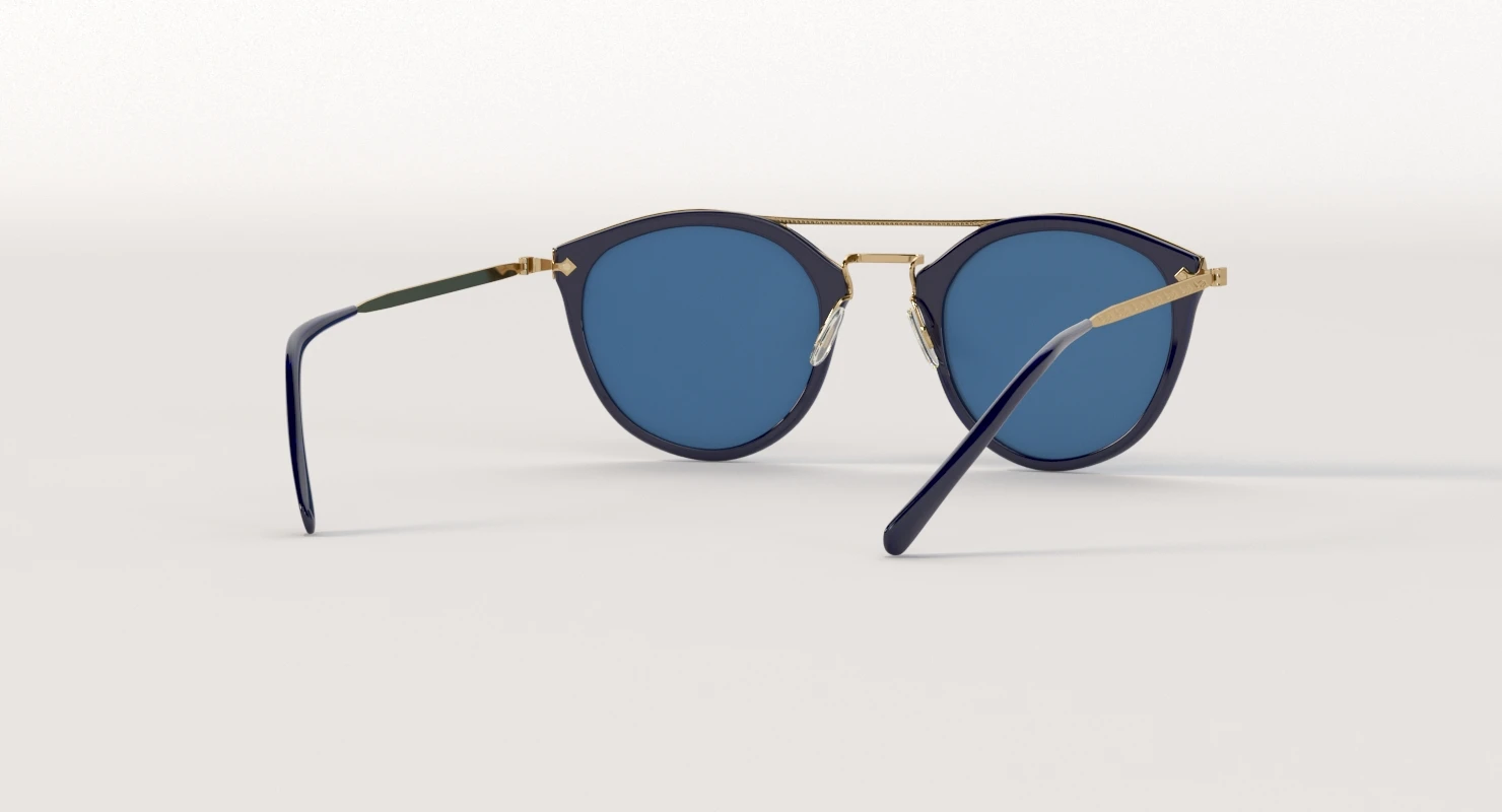 Oliver Peoples Remick Denim Brushed Rose Gold Blue Mirror Unisex Sunglass 3D Model_07
