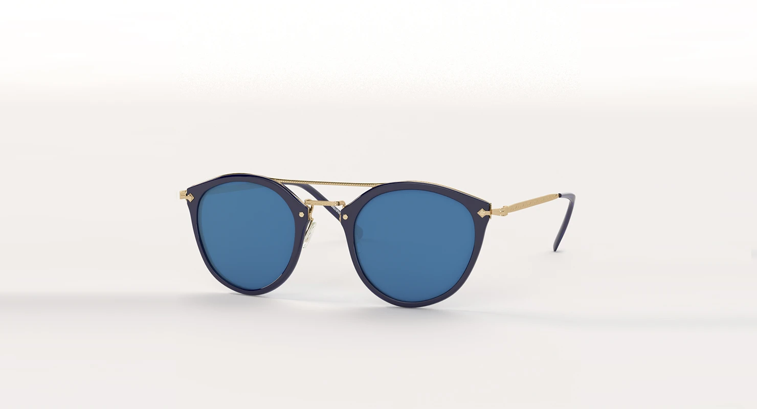 Oliver Peoples Remick Denim Brushed Rose Gold Blue Mirror Unisex Sunglass 3D Model_01