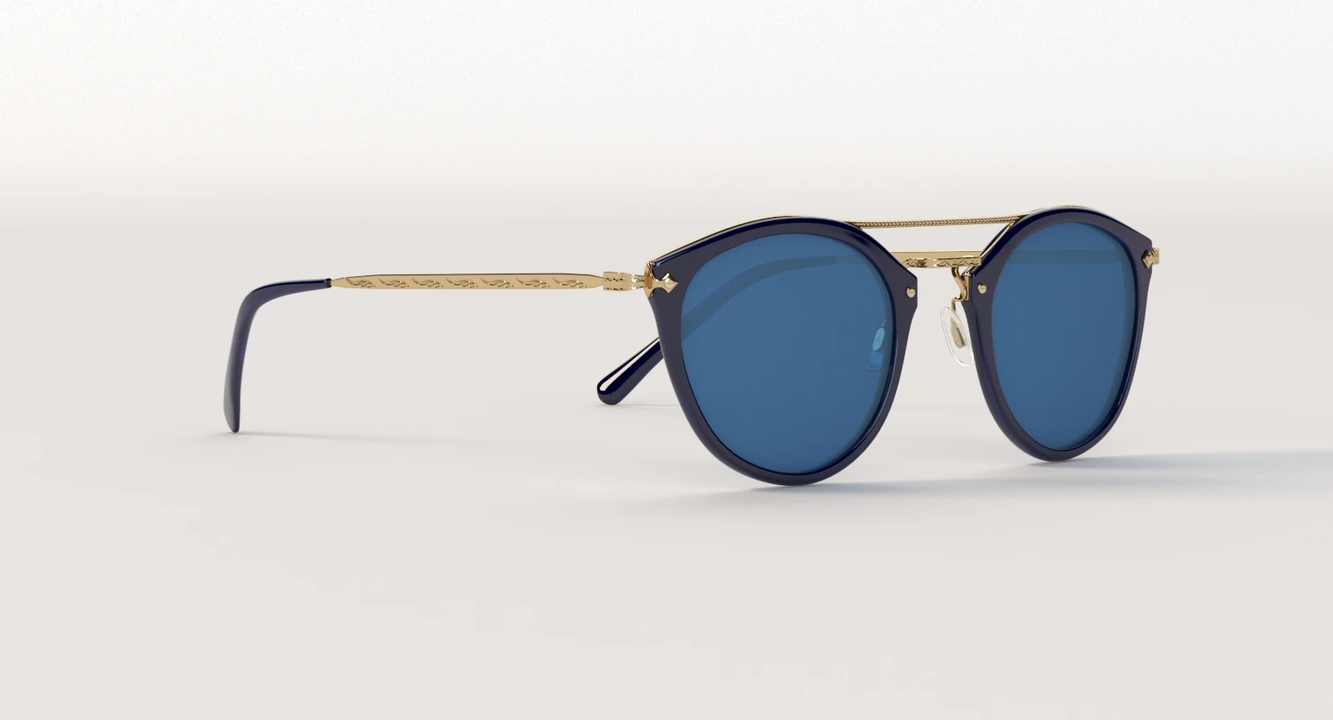 Oliver Peoples Remick Denim Brushed Rose Gold Blue Mirror Unisex Sunglass 3D Model_05