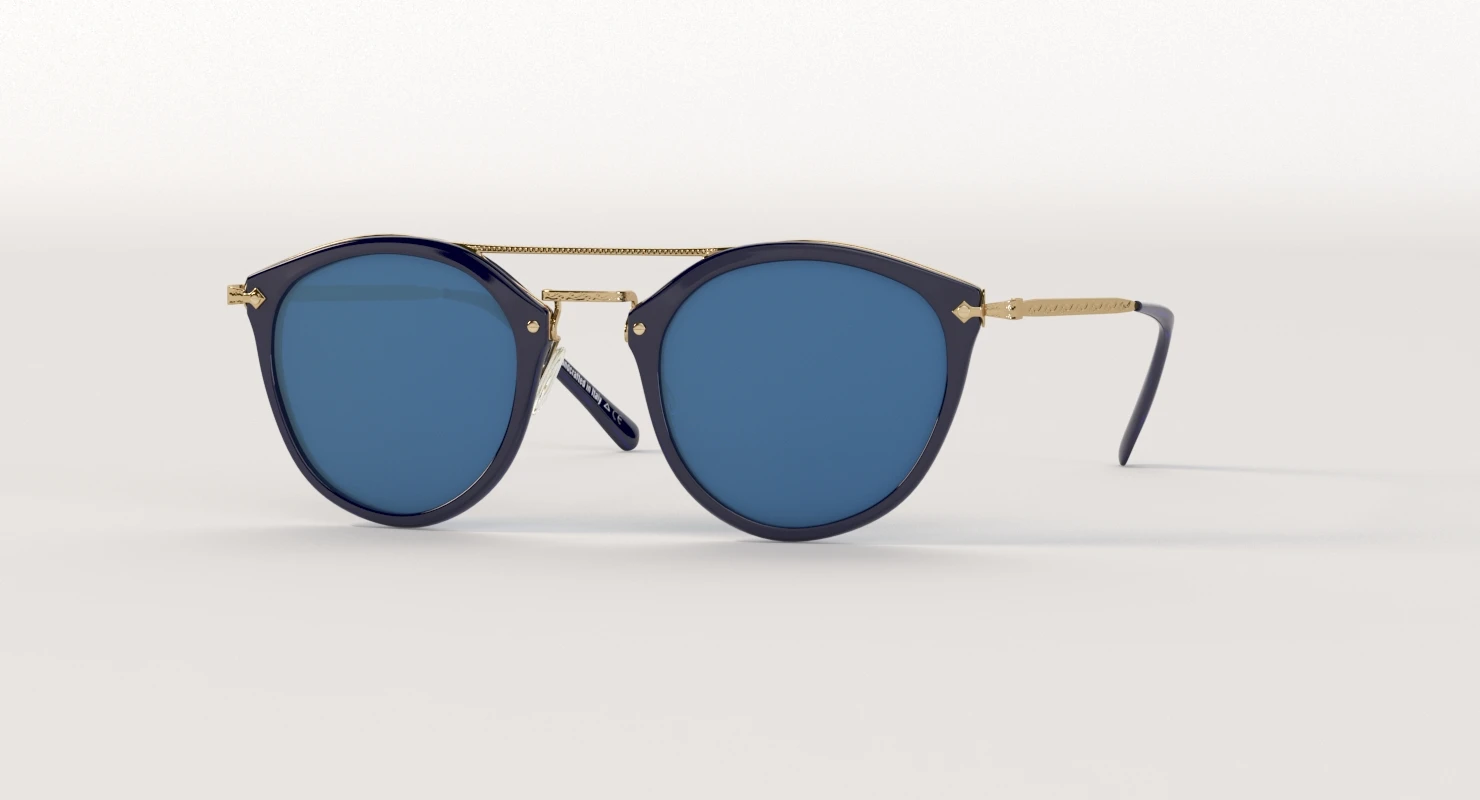 Oliver Peoples Remick Denim Brushed Rose Gold Blue Mirror Unisex Sunglass 3D Model_010