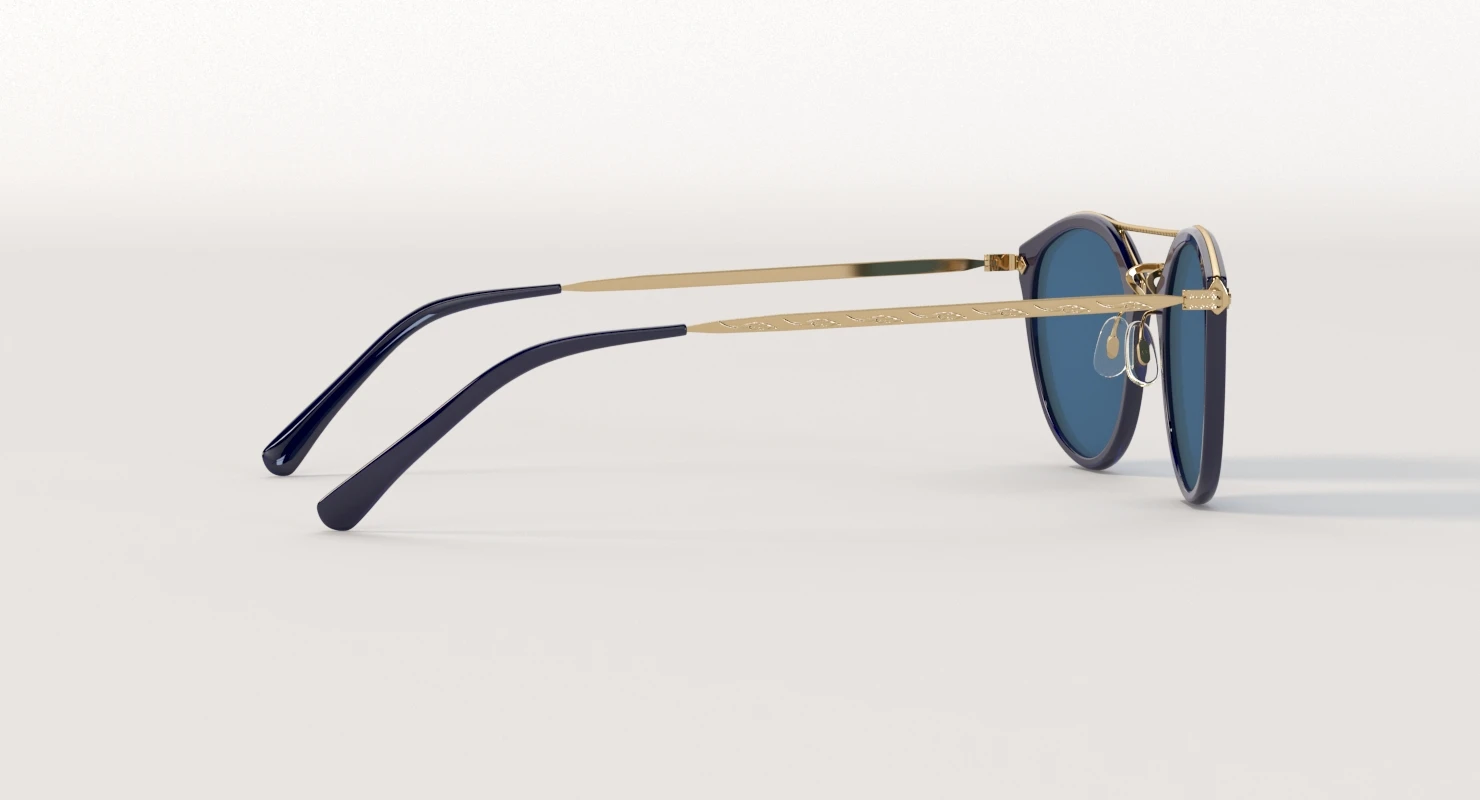 Oliver Peoples Remick Denim Brushed Rose Gold Blue Mirror Unisex Sunglass 3D Model_06