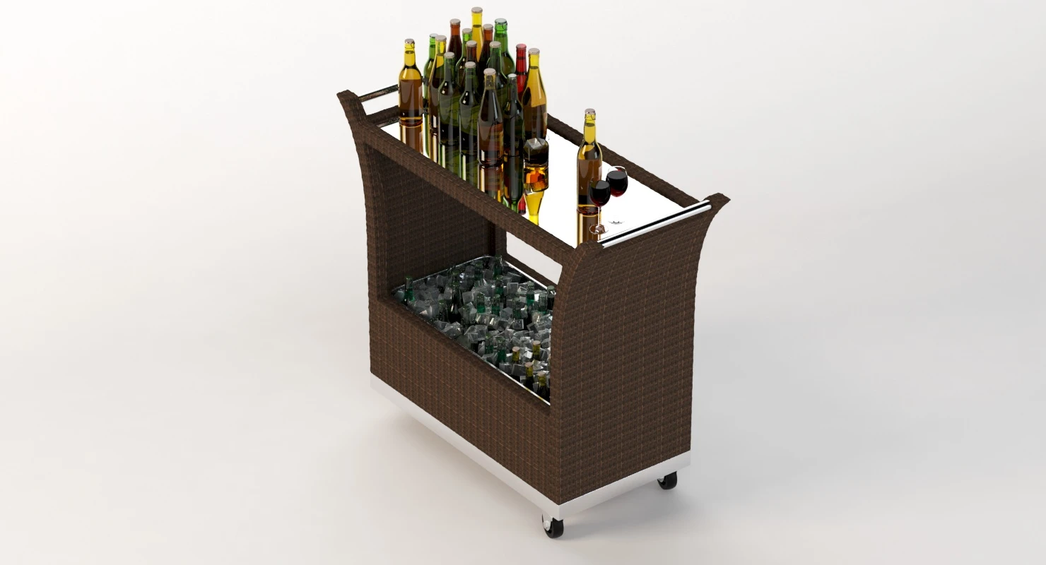 Outdoor Wicker Beverage Carts The Urban Backyard 3D Model_05