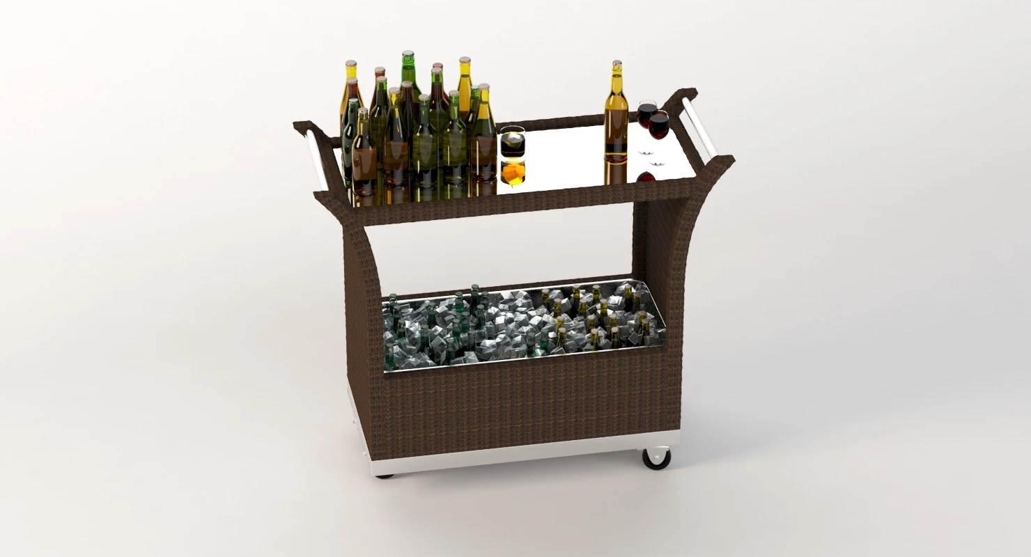 Outdoor Wicker Beverage Carts The Urban Backyard 3D Model_06