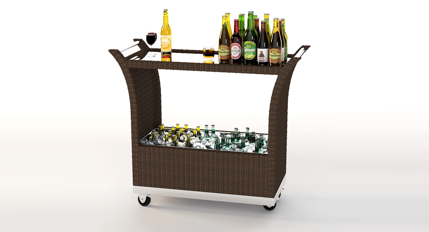 Outdoor Wicker Beverage Carts The Urban Backyard 3D Model_01