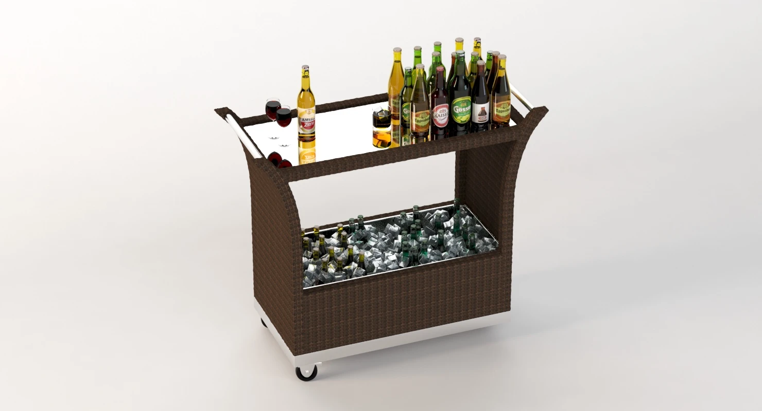 Outdoor Wicker Beverage Carts The Urban Backyard 3D Model_09
