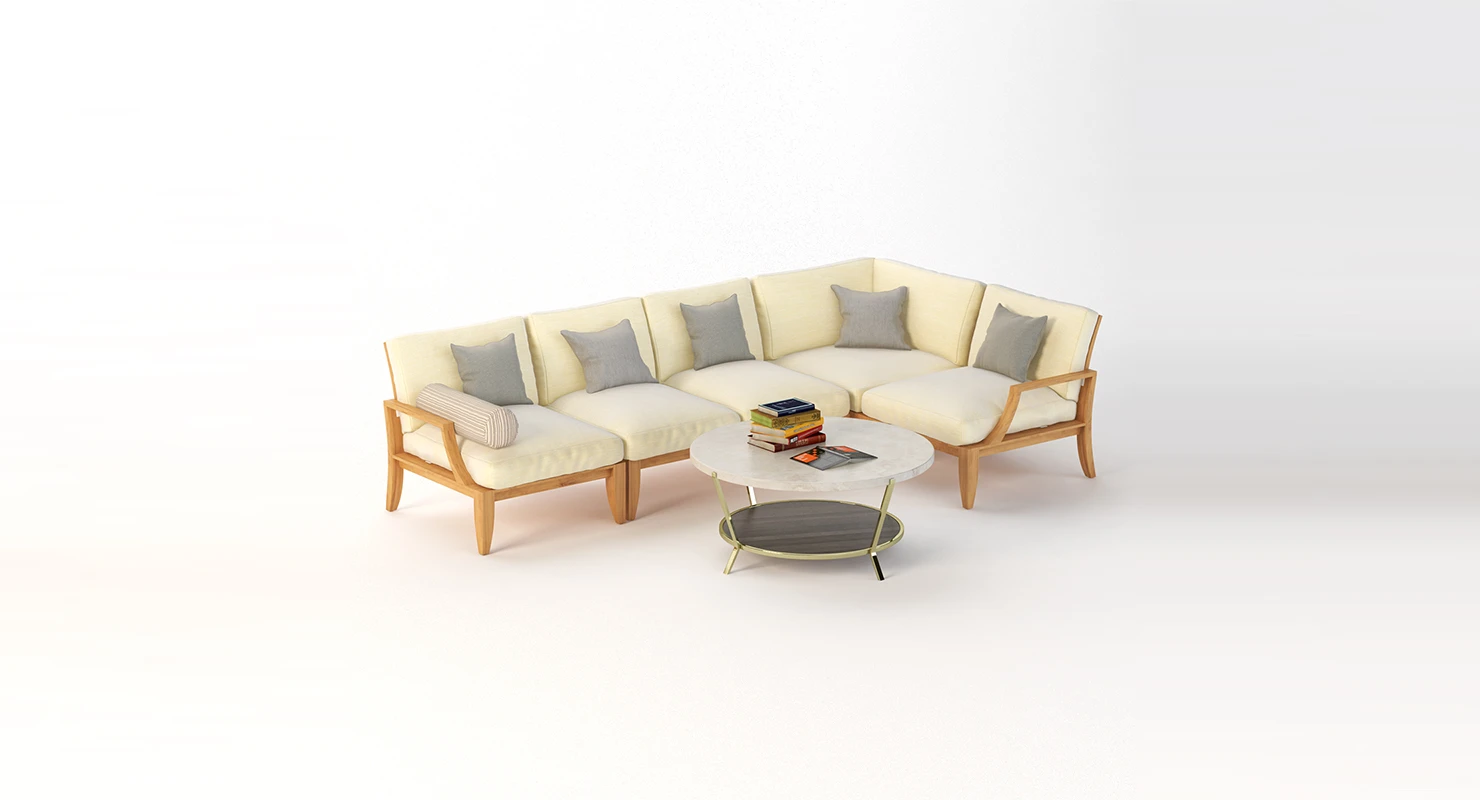 Relais Outdoor Moduler Sofa Set with Coffee Table 3D Model_01