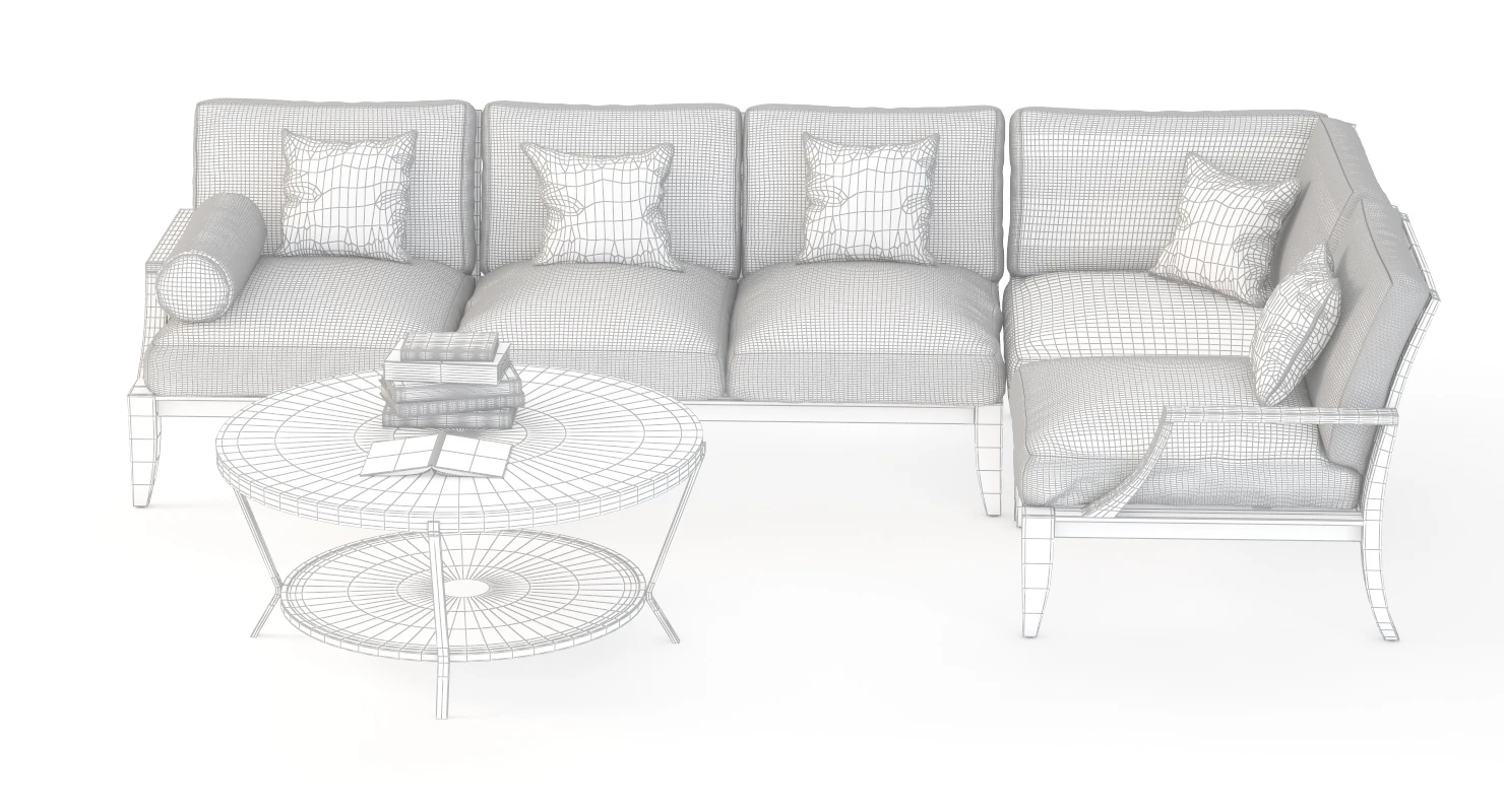 Relais Outdoor Moduler Sofa Set with Coffee Table 3D Model_011