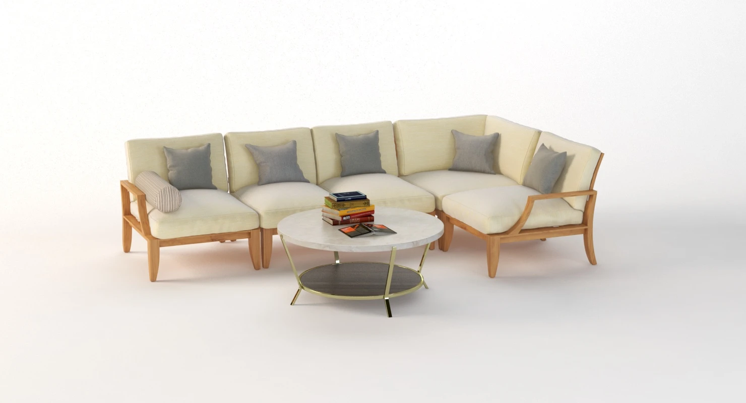 Relais Outdoor Moduler Sofa Set with Coffee Table 3D Model_04