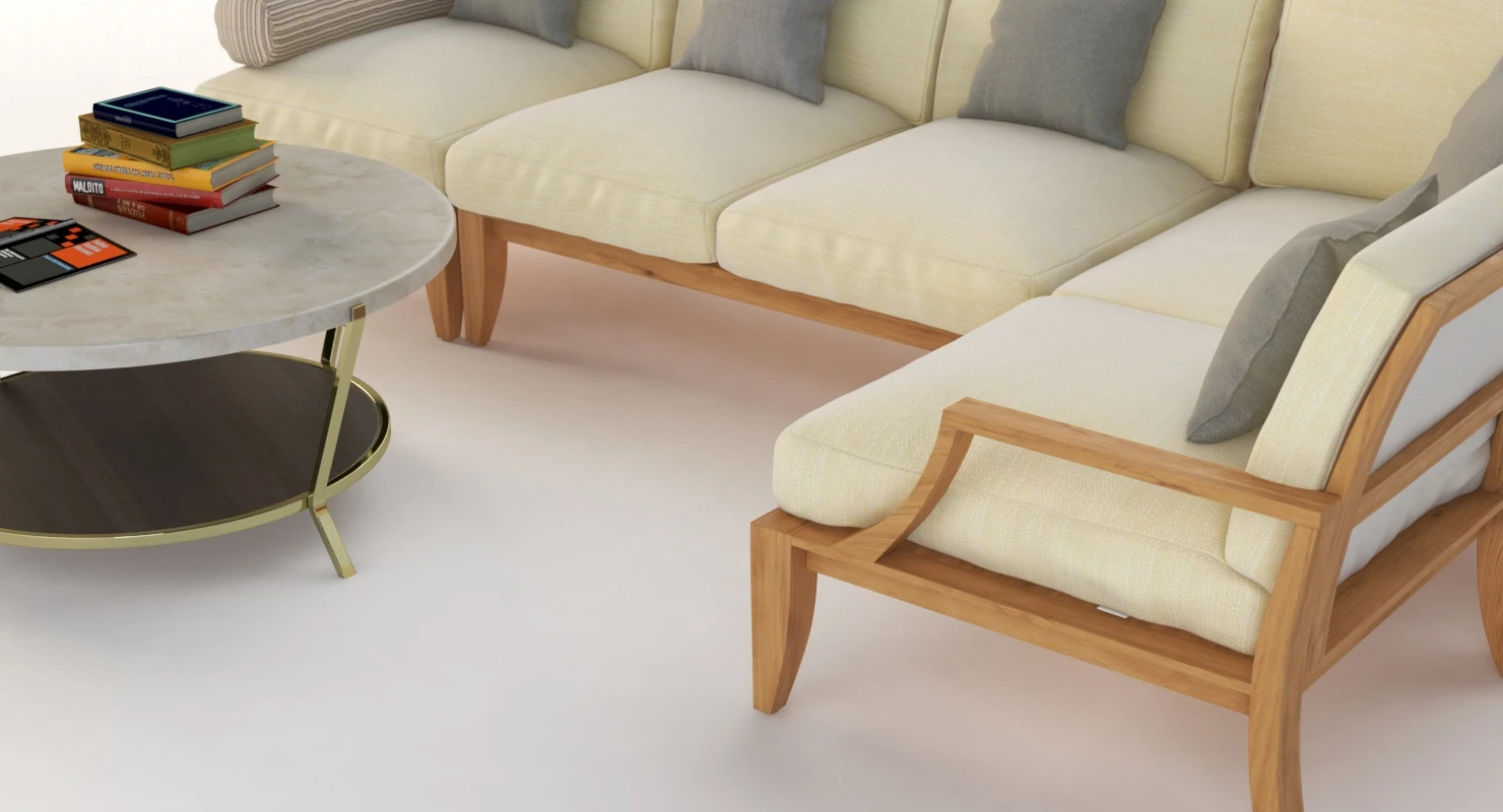 Relais Outdoor Moduler Sofa Set with Coffee Table 3D Model_03