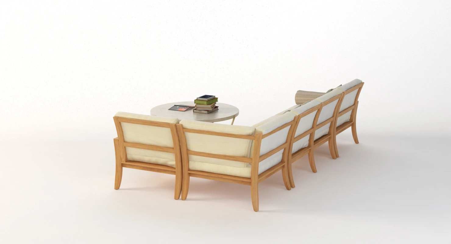 Relais Outdoor Moduler Sofa Set with Coffee Table 3D Model_08