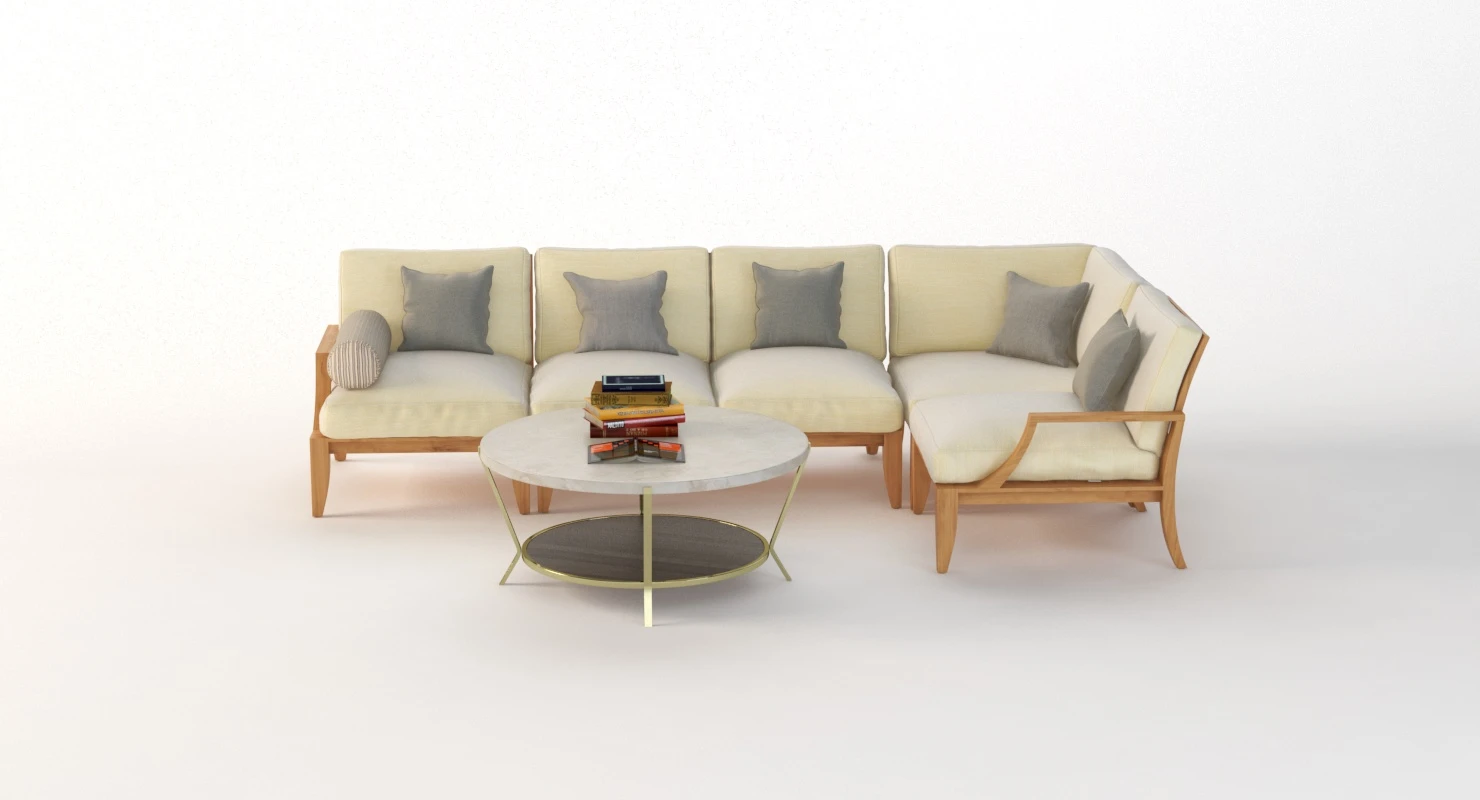 Relais Outdoor Moduler Sofa Set with Coffee Table 3D Model_010
