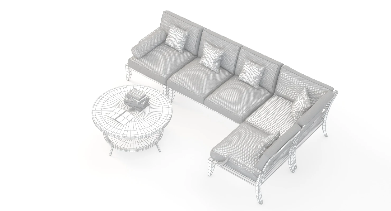 Relais Outdoor Moduler Sofa Set with Coffee Table 3D Model_012