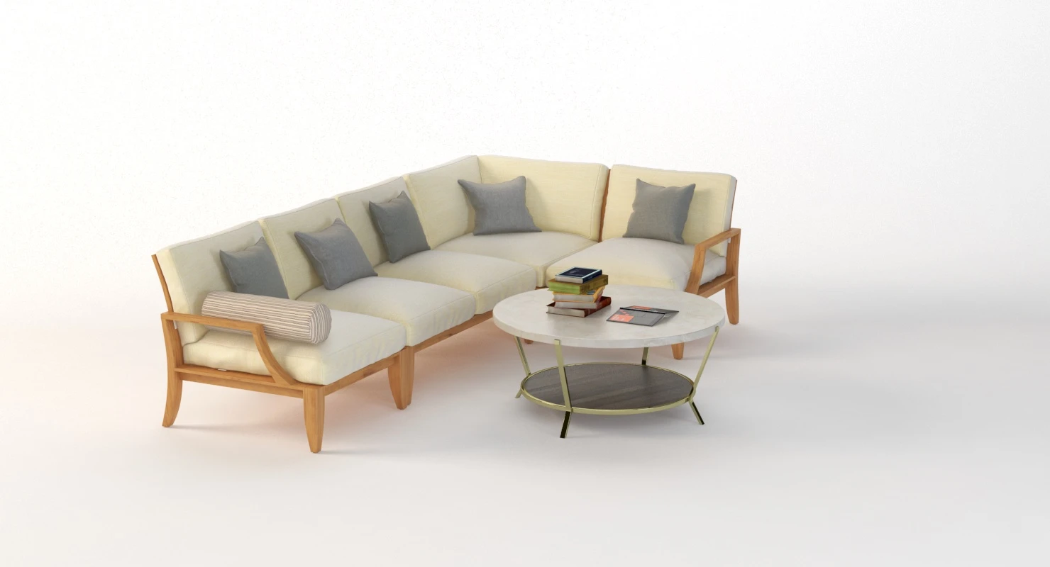 Relais Outdoor Moduler Sofa Set with Coffee Table 3D Model_05