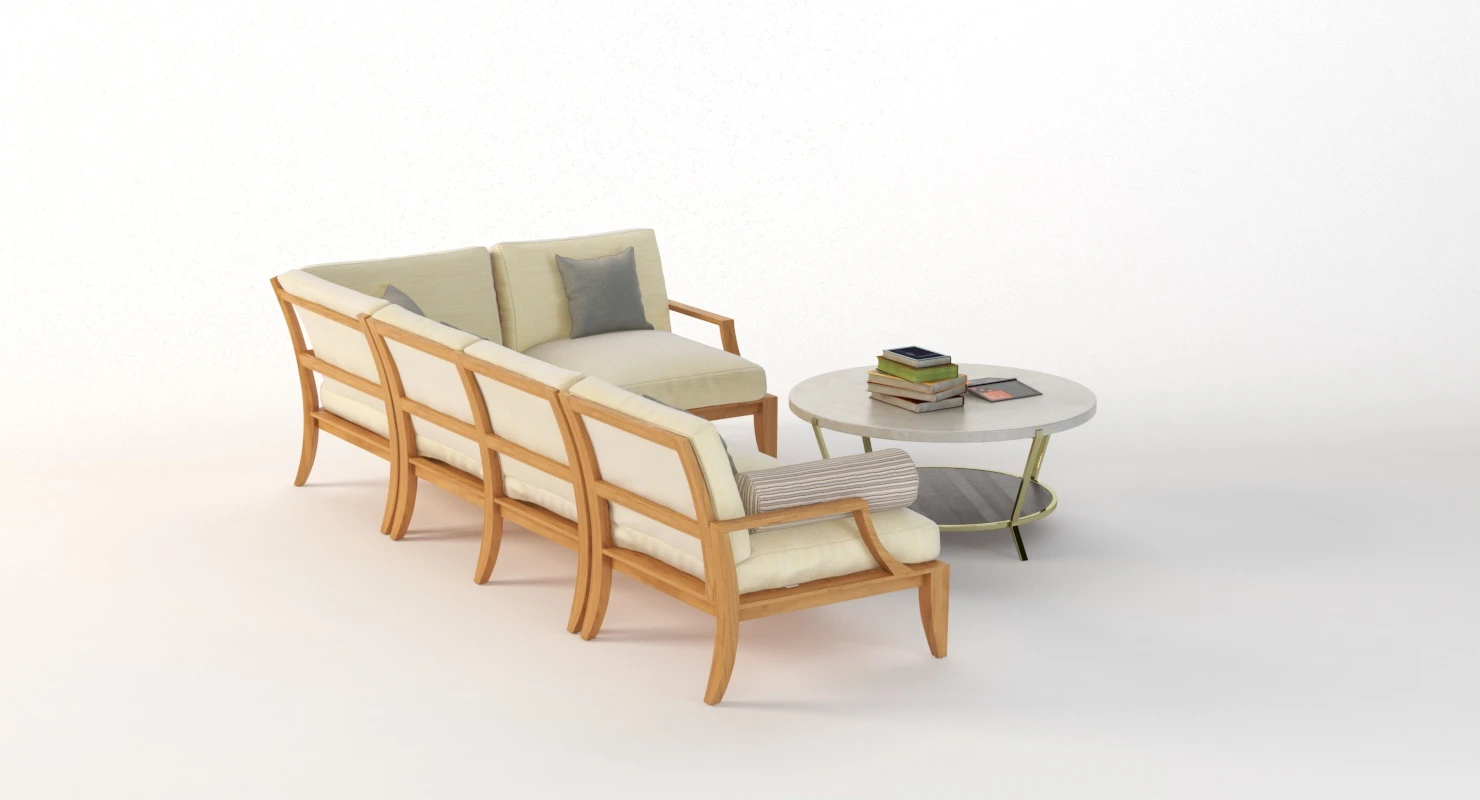 Relais Outdoor Moduler Sofa Set with Coffee Table 3D Model_06