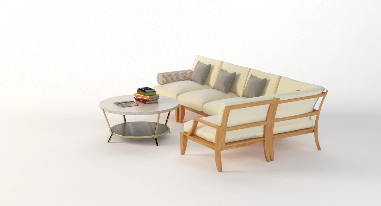Relais Outdoor Moduler Sofa Set with Coffee Table 3D Model_09