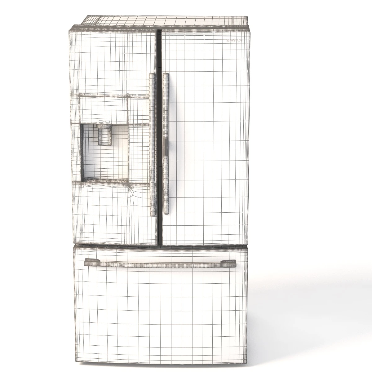 Samsung RF28HDEDPWW AA 28 Cu Ft French Door Food Showcase Refrigerator 3D Model_011