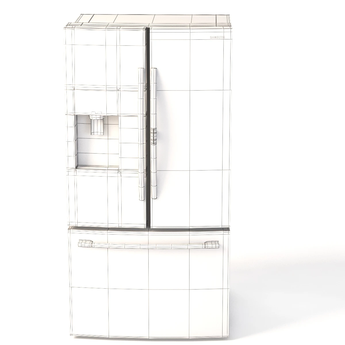 Samsung RF28HDEDPWW AA 28 Cu Ft French Door Food Showcase Refrigerator 3D Model_012