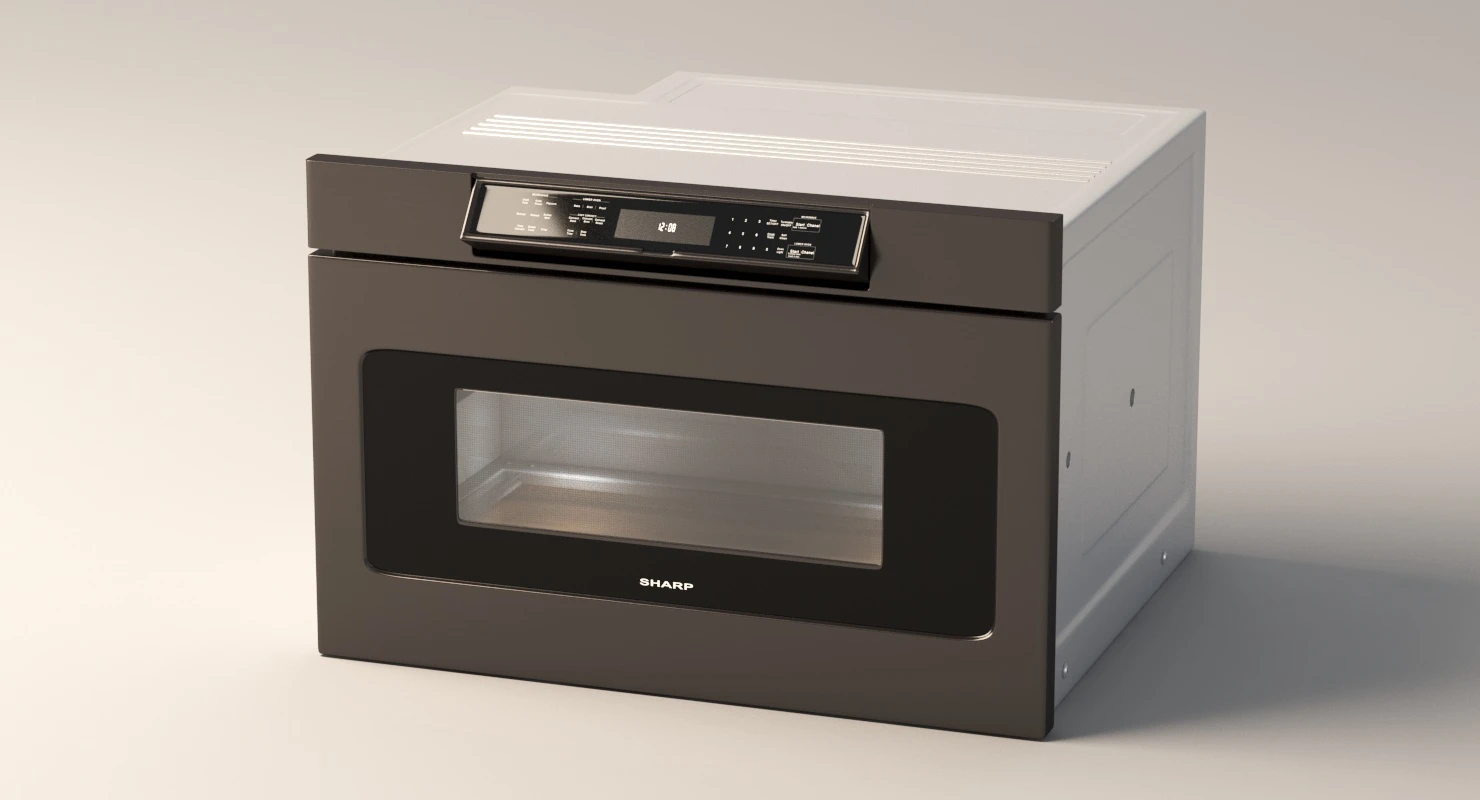 SHARP 24 IN. 1.2 CU. FT. 1000W Black Stainless Steel Microwave Drawer Oven 3D Model_010