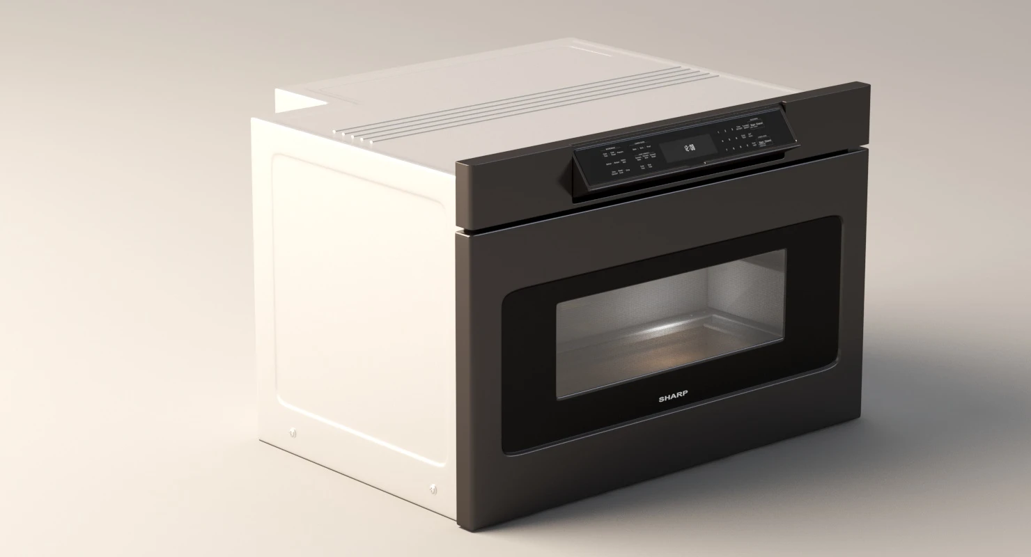 SHARP 24 IN. 1.2 CU. FT. 1000W Black Stainless Steel Microwave Drawer Oven 3D Model_05