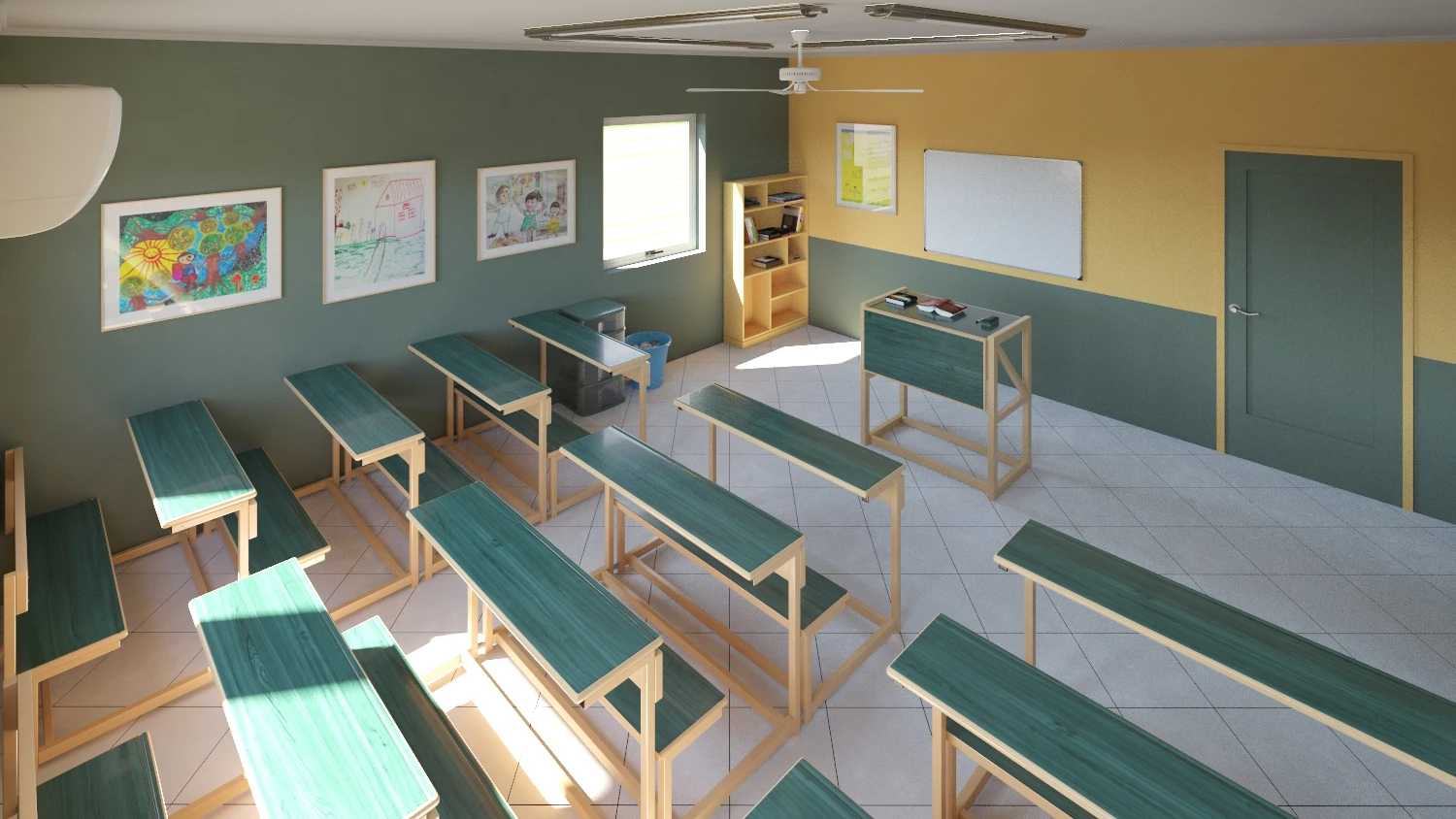 Small Modern Middle School Classroom 009 3D Model_09