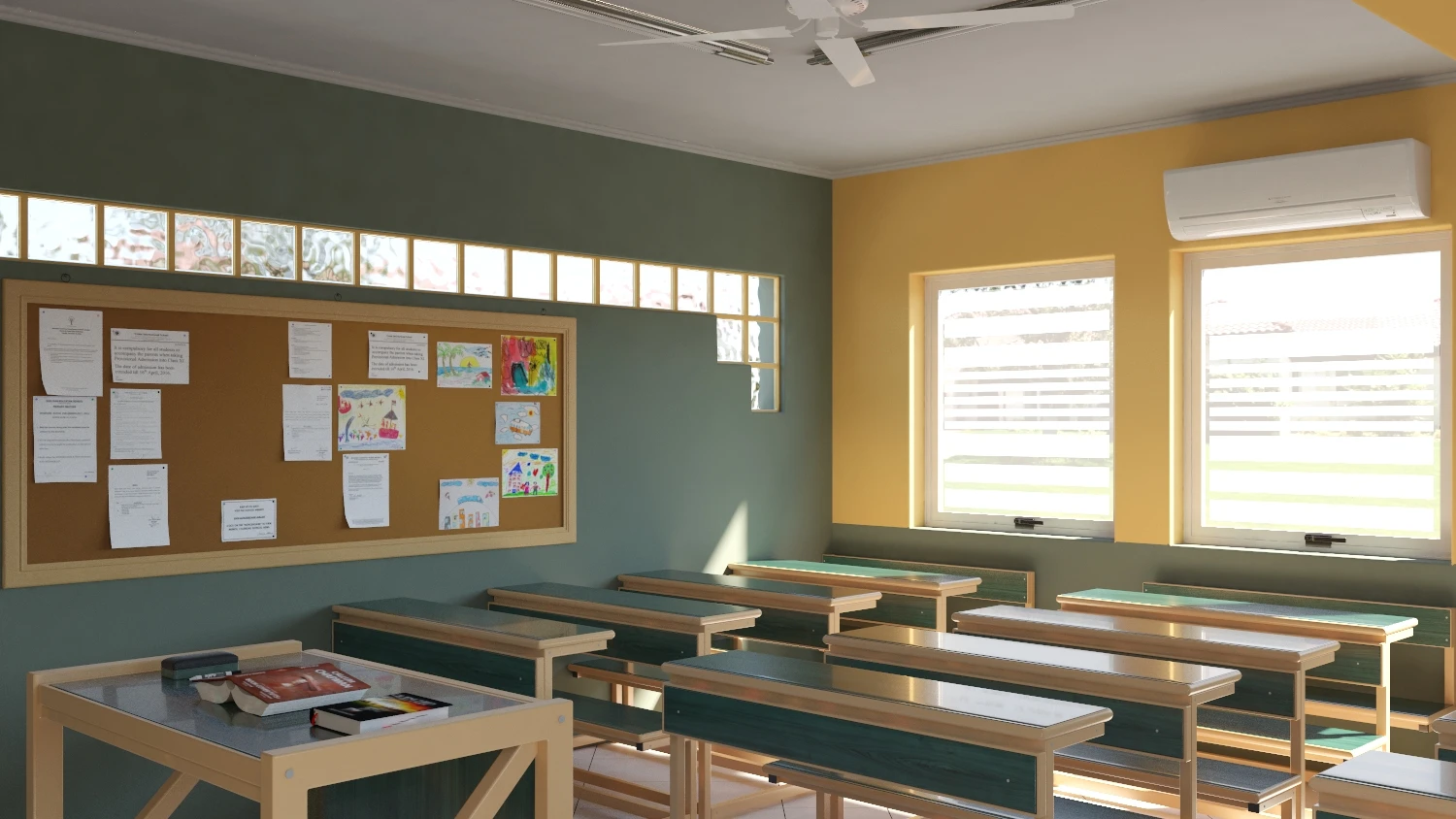 Small Modern Middle School Classroom 009 3D Model_01