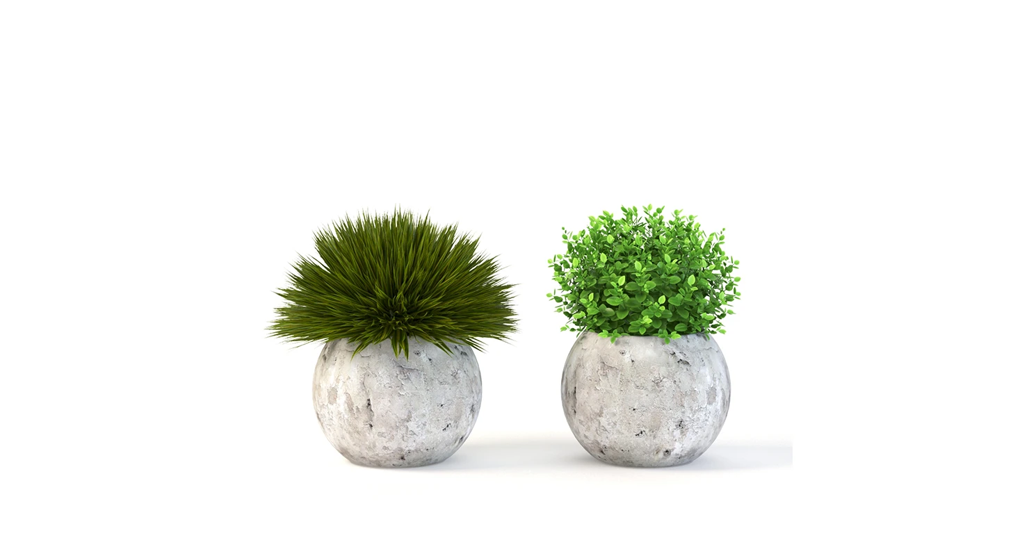 Table Top Decoration Centerpiece Planter of Fake Green Grass Plants 3D Model_01