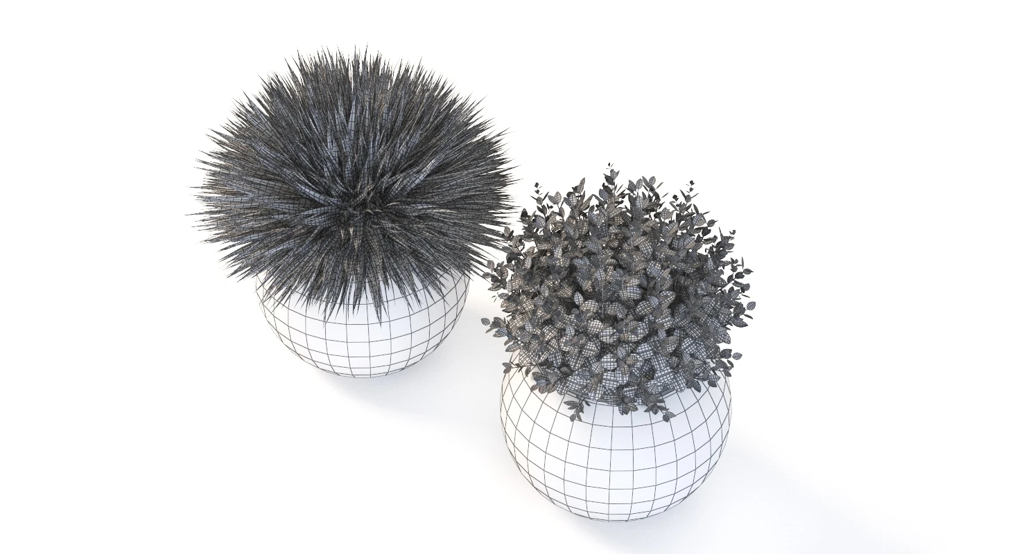 Table Top Decoration Centerpiece Planter of Fake Green Grass Plants 3D Model_012