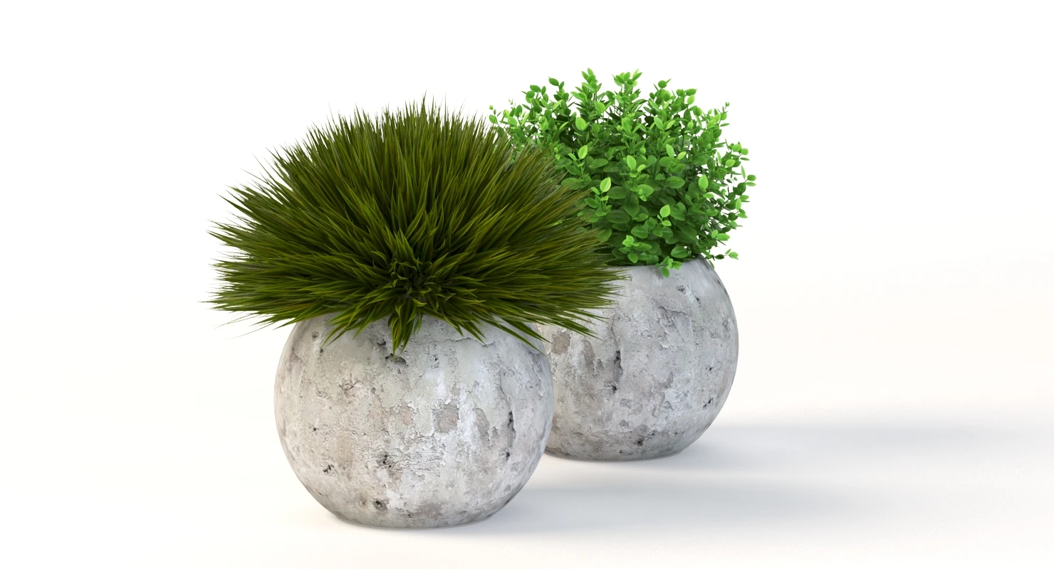 Table Top Decoration Centerpiece Planter of Fake Green Grass Plants 3D Model_05