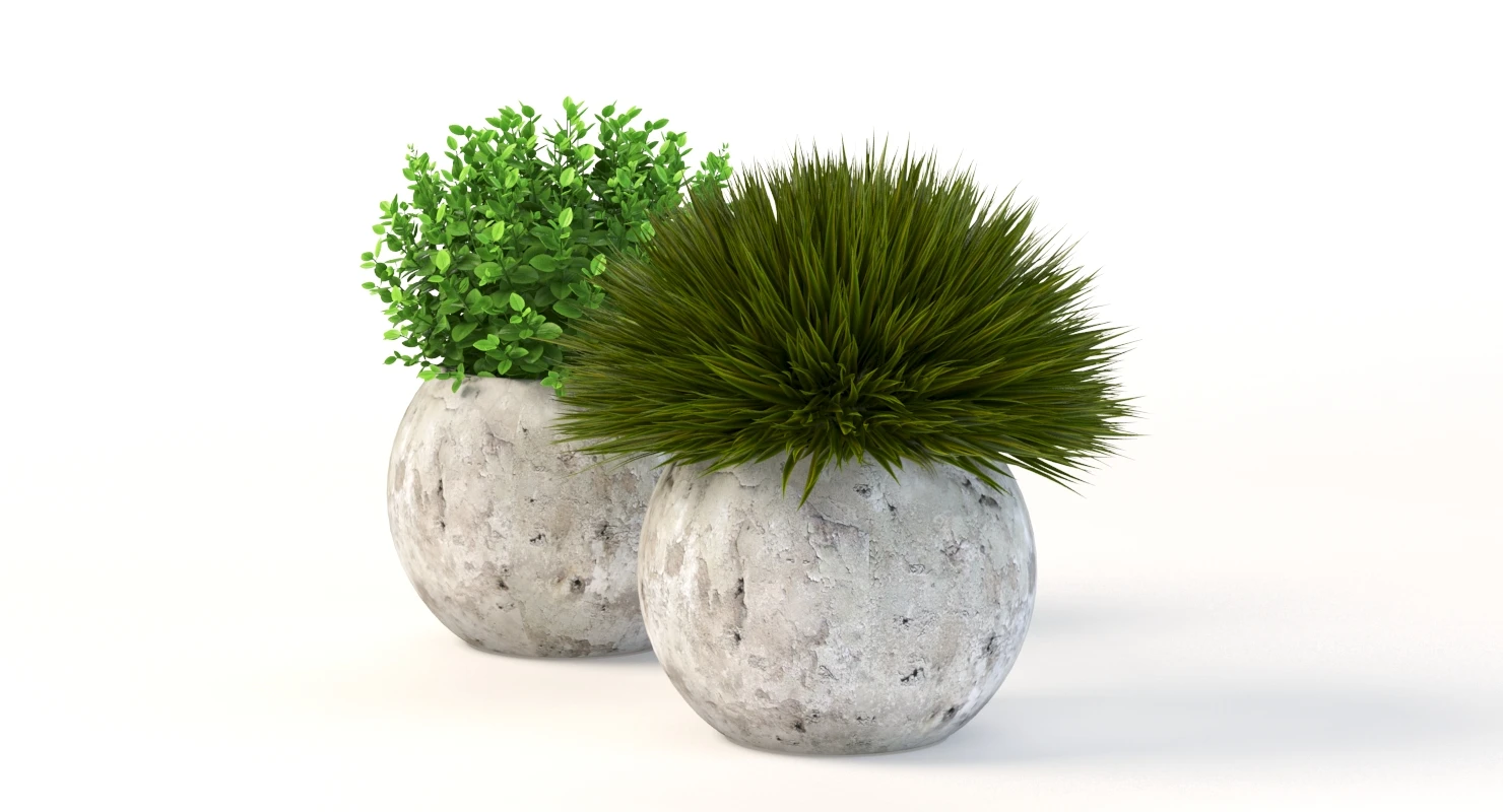 Table Top Decoration Centerpiece Planter of Fake Green Grass Plants 3D Model_06
