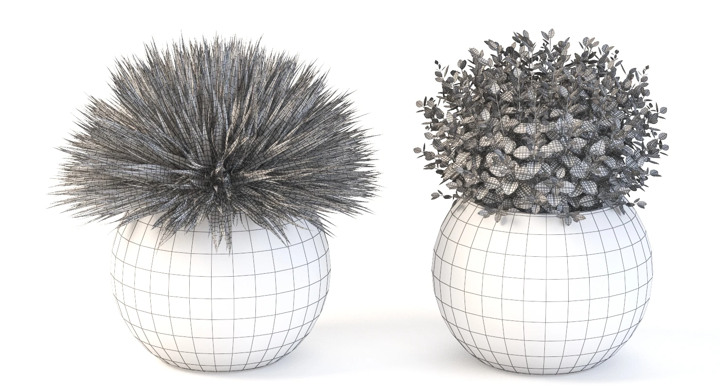 Table Top Decoration Centerpiece Planter of Fake Green Grass Plants 3D Model_011