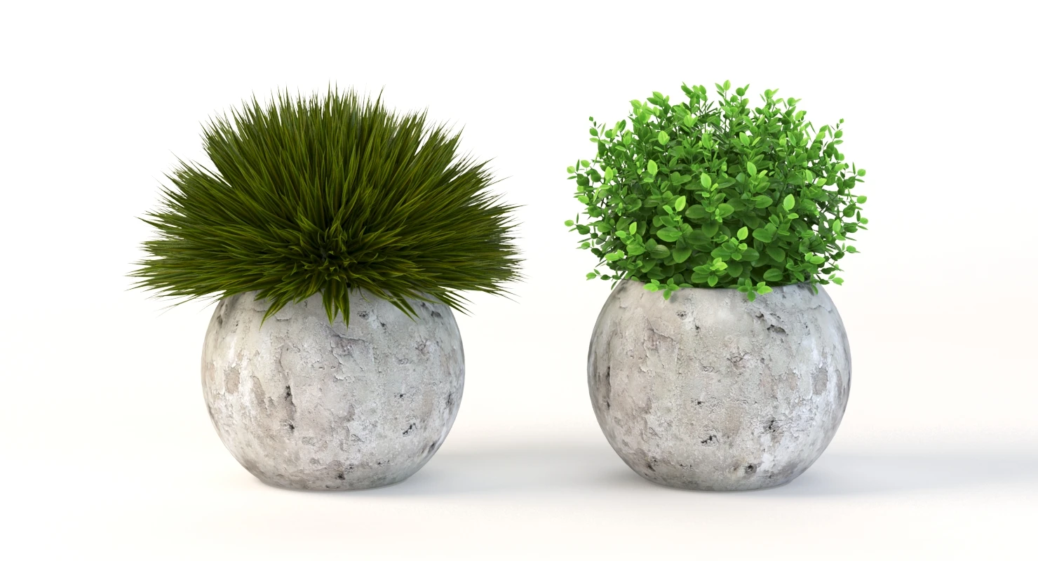 Table Top Decoration Centerpiece Planter of Fake Green Grass Plants 3D Model_010