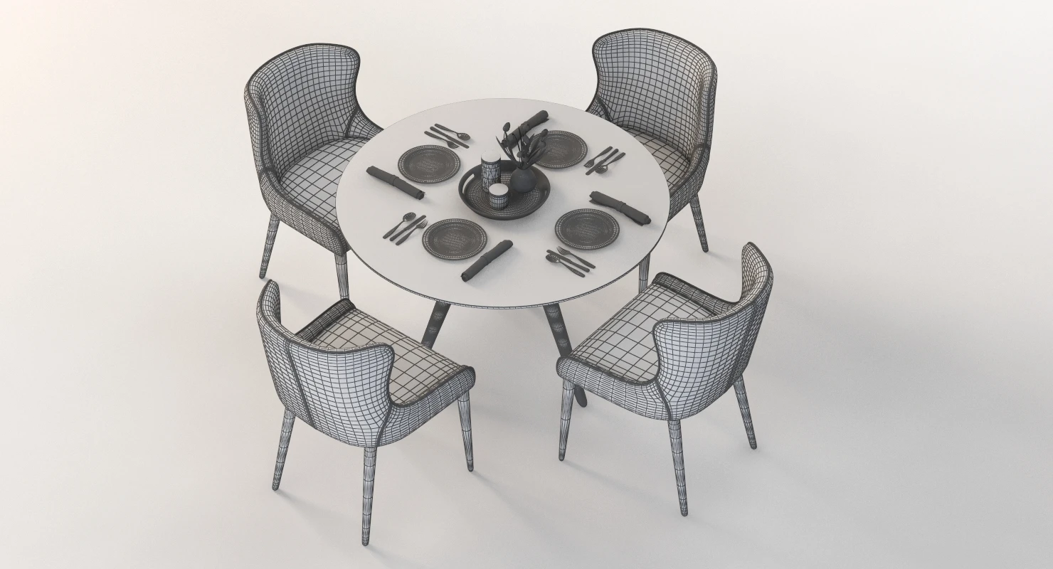 Tonelli Unity Round Glass Dining Table and Chair Set 3D Model_012