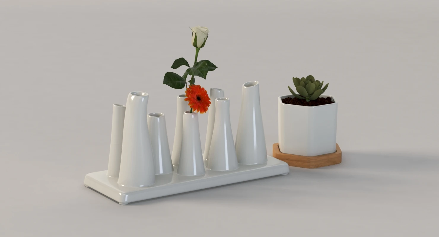 Trendy Ceramic Flower Vase for Table Top Centerpiece Decoration Collection 3D Model_05