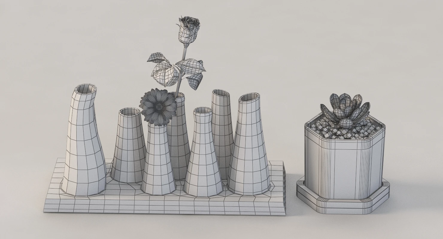 Trendy Ceramic Flower Vase for Table Top Centerpiece Decoration Collection 3D Model_011