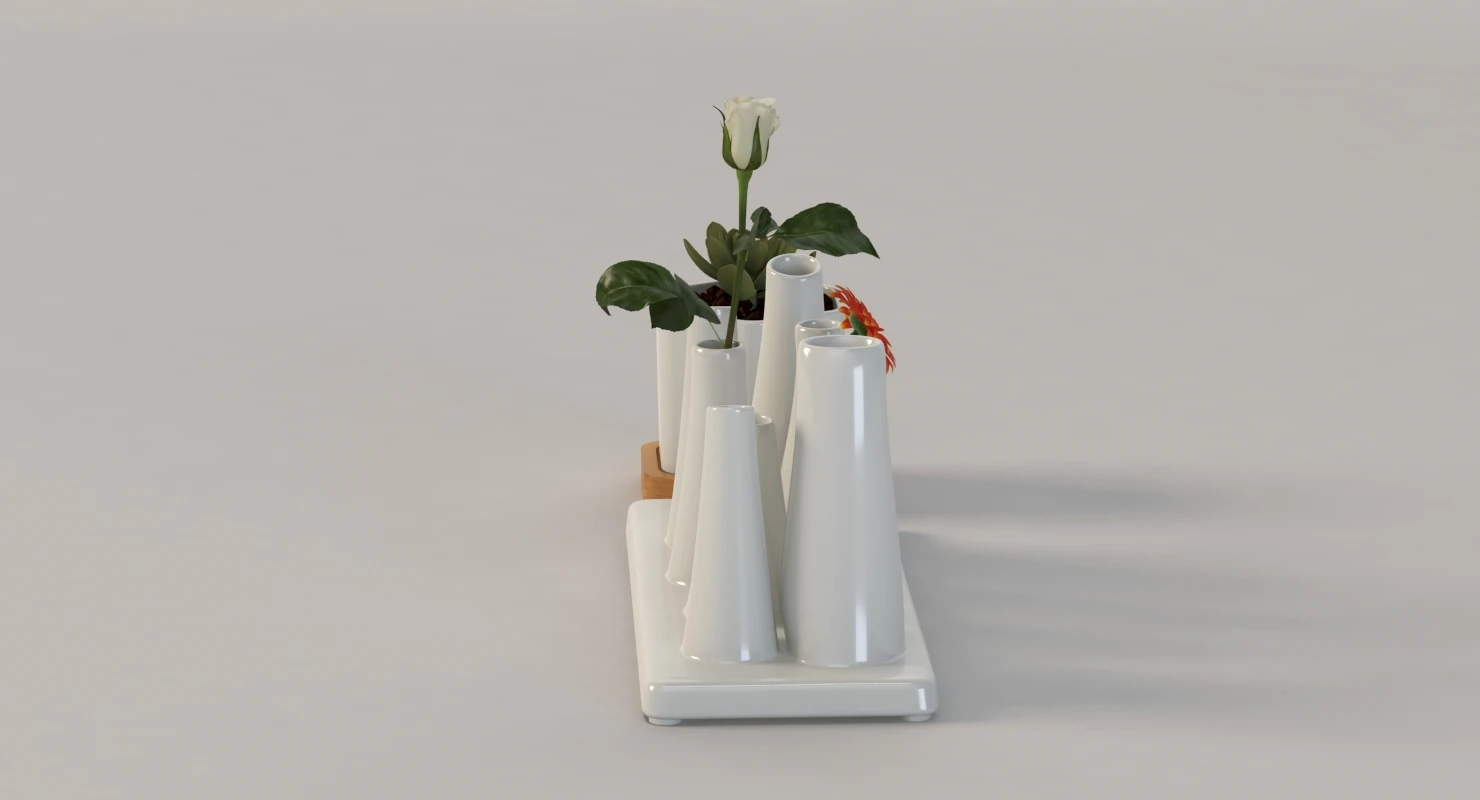 Trendy Ceramic Flower Vase for Table Top Centerpiece Decoration Collection 3D Model_06