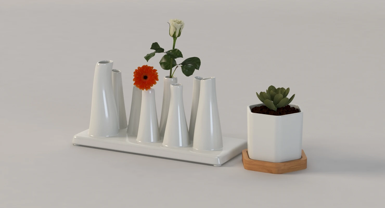 Trendy Ceramic Flower Vase for Table Top Centerpiece Decoration Collection 3D Model_010