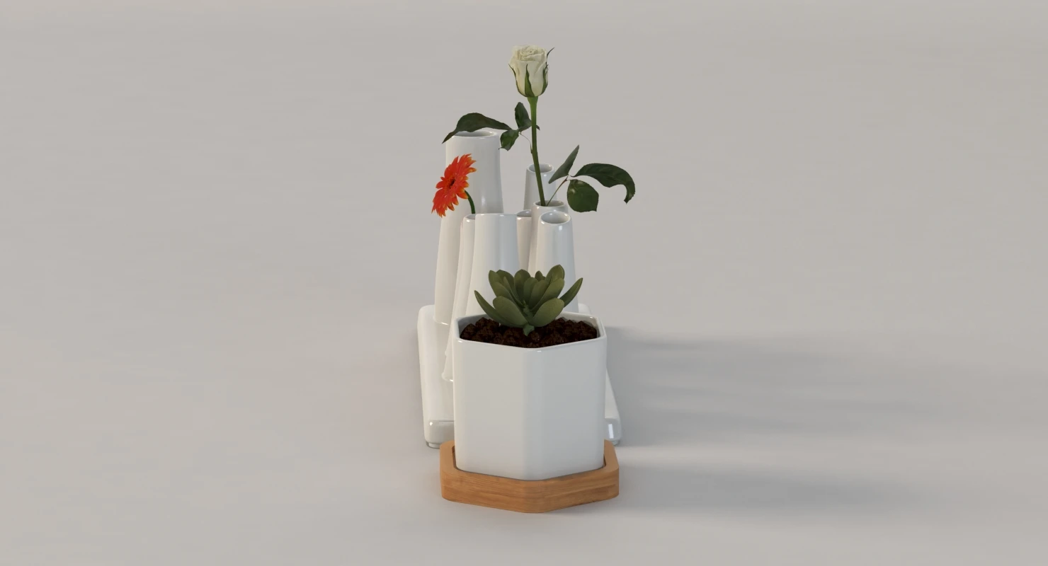 Trendy Ceramic Flower Vase for Table Top Centerpiece Decoration Collection 3D Model_09