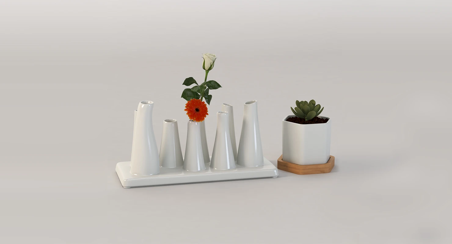 Trendy Ceramic Flower Vase for Table Top Centerpiece Decoration Collection 3D Model_01