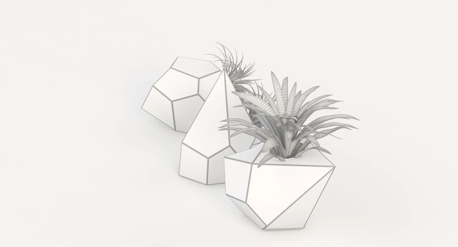 Trio Geometric Planter Center Piece Table Decoration 3D Model_011