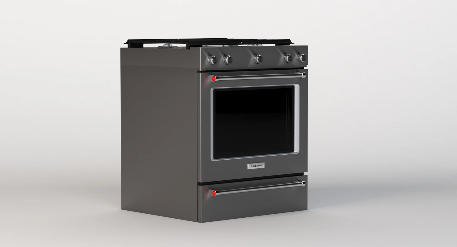 Whirlpool 30 Inch 5 Burner Gas Slide In Convection Range Oven KSGG700ESS 3D Model_05