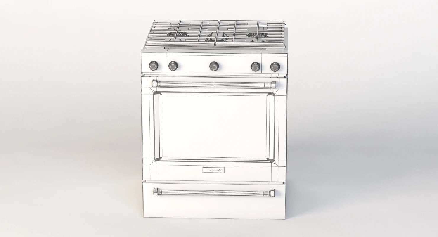 Whirlpool 30 Inch 5 Burner Gas Slide In Convection Range Oven KSGG700ESS 3D Model_011