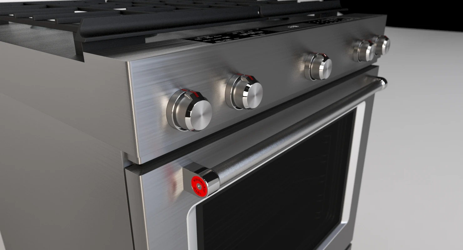 Whirlpool 30 Inch 5 Burner Gas Slide In Convection Range Oven KSGG700ESS 3D Model_03