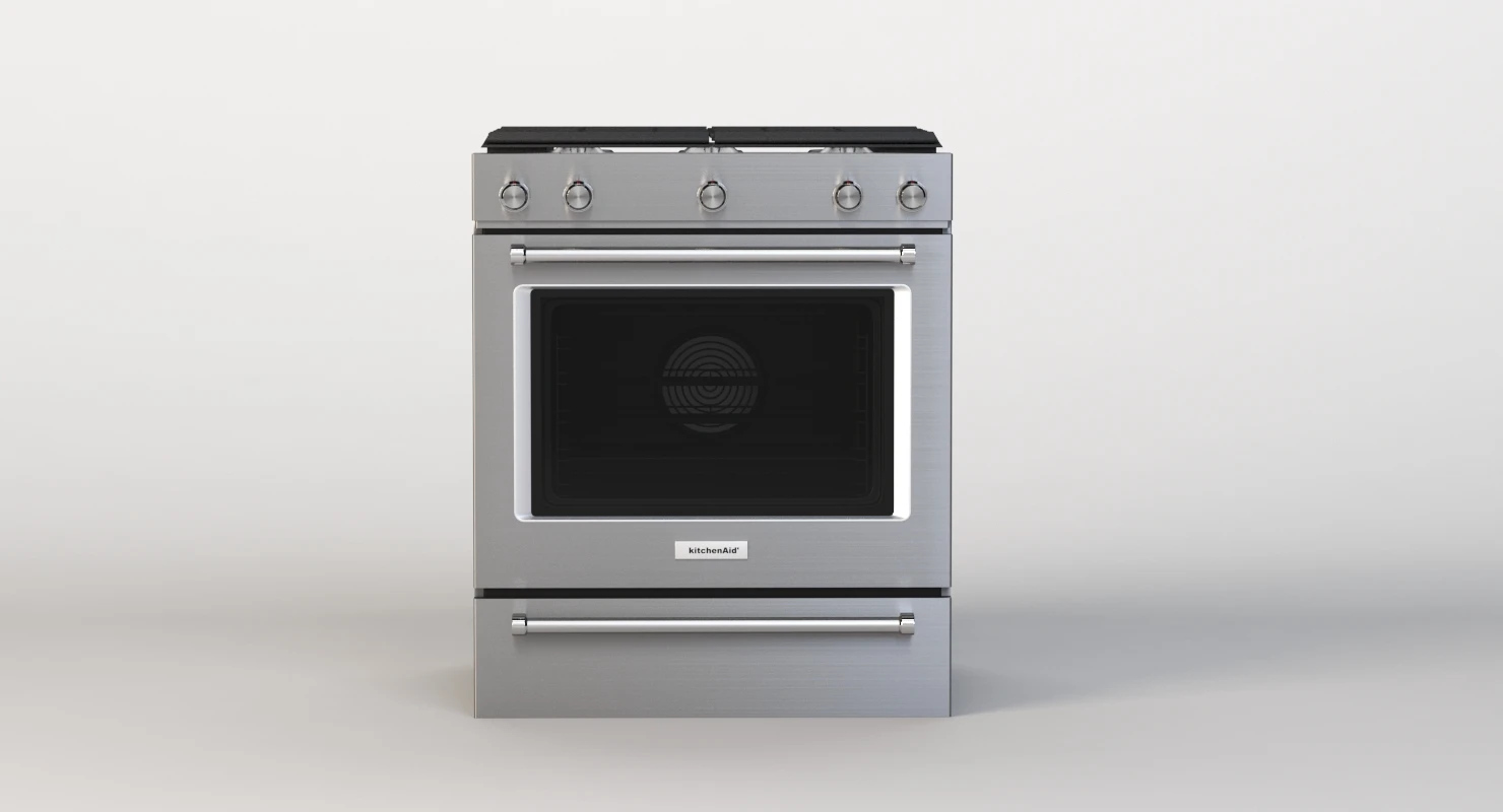 Whirlpool 30 Inch 5 Burner Gas Slide In Convection Range Oven KSGG700ESS 3D Model_04