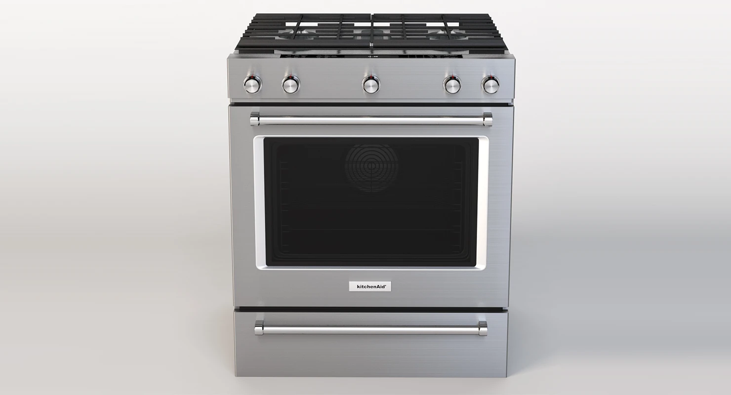 Whirlpool 30 Inch 5 Burner Gas Slide In Convection Range Oven KSGG700ESS 3D Model_01