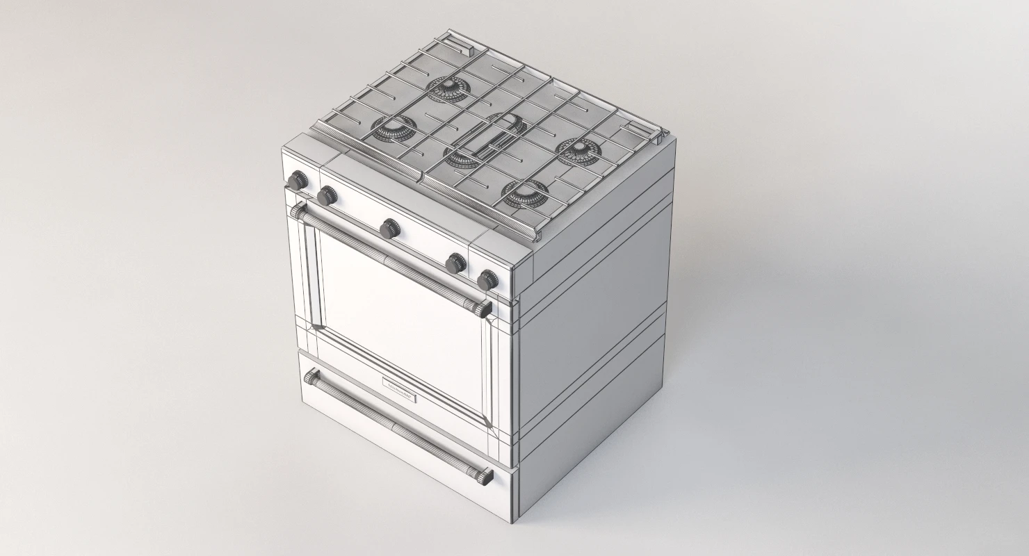 Whirlpool 30 Inch 5 Burner Gas Slide In Convection Range Oven KSGG700ESS 3D Model_012