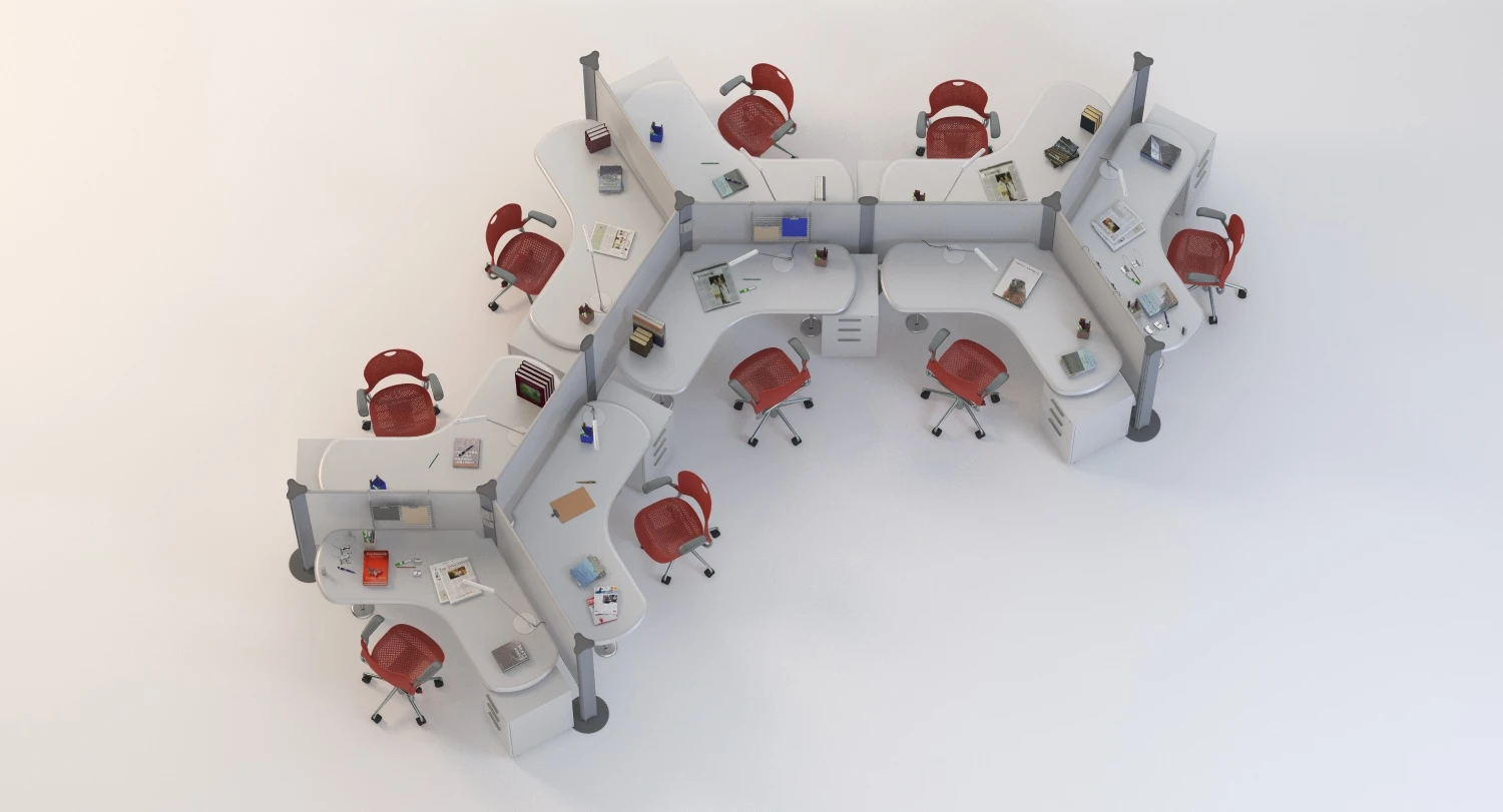 Herman Miller Resolve System with Office Accessories Set 01 3D Model_08