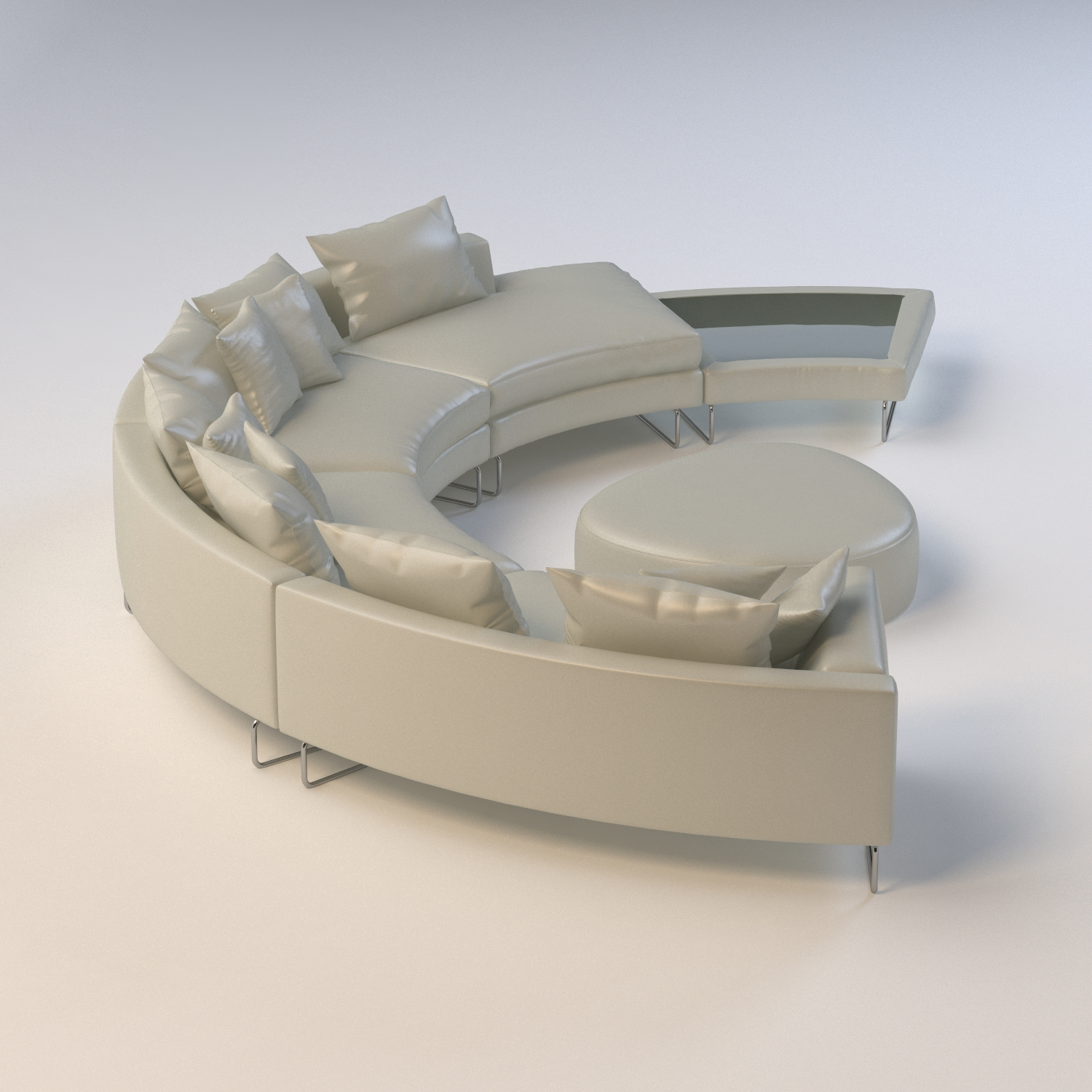 Half Moon Curved Sectional Sofa Leather 3D Model_04