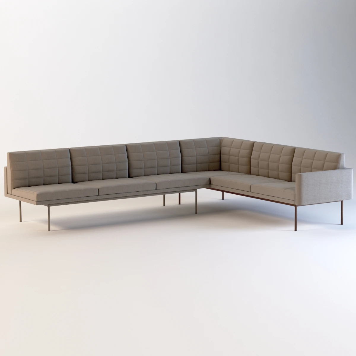 Ultra Detail Upholstered Tuxedo Corner Sectional Sofa 3D Model_01
