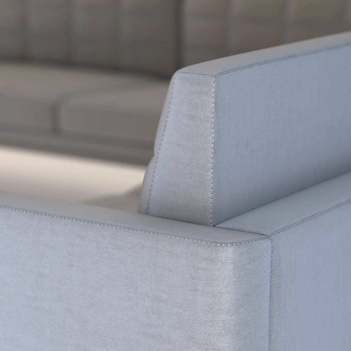 Ultra Detail Upholstered Tuxedo Corner Sectional Sofa 3D Model_07