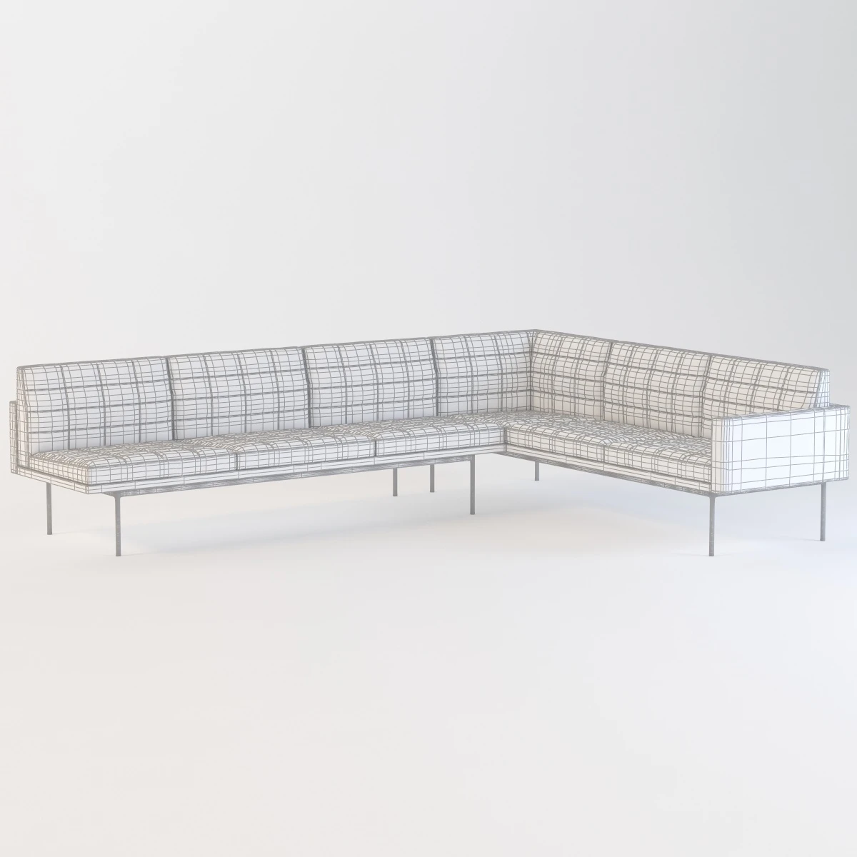 Ultra Detail Upholstered Tuxedo Corner Sectional Sofa 3D Model_010